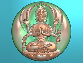 八大守護(hù)神千手觀音圓牌玉石精雕圖_享刻數(shù)控雕