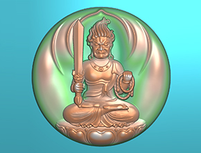 八大守護神不動明王圓牌玉石精雕圖_享刻數控雕