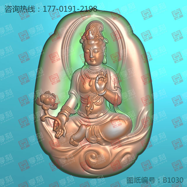 精美觀音玉雕電腦精雕圖玉石雕刻機