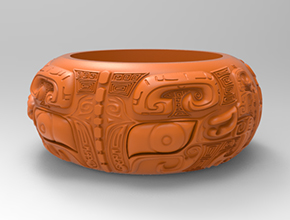 饕餮紋戒指玉石金銀手鐲電腦雕刻模型圖_享刻數(shù)