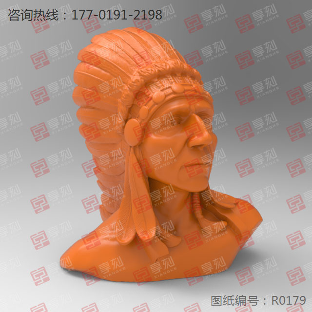 印第安人像擺件玉石精雕電腦雕刻圖紙