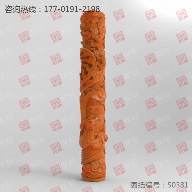 鳳凰圓柱玉石玉雕電腦雕刻機圖紙