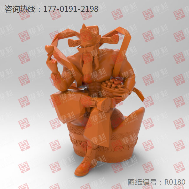 霸氣肌肉財神國潮立體擺件電腦模型圖