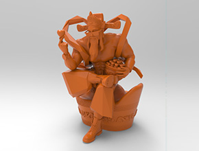 霸氣肌肉財神國潮立體擺件電腦模型圖_享刻數(shù)控