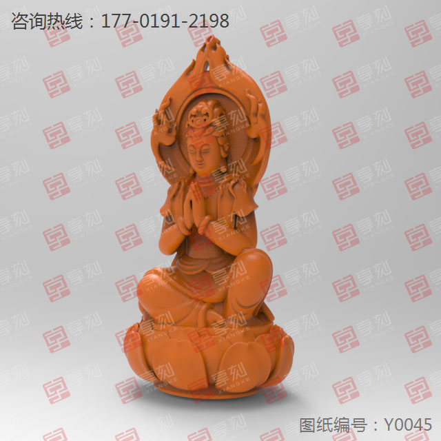 蓮花觀音擺件立體玉石雕刻模型圖紙