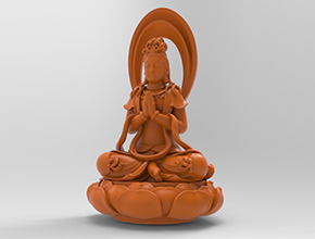 立體坐觀音吊墜擺件電腦玉石水晶精雕圖_享刻數(shù)