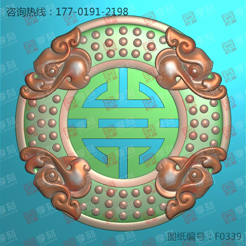 仿古紋玉佩吊墜玉石電腦精雕模型圖