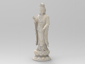 蓮花站觀音3D模型雕刻圖STL玉雕精雕圖_享刻數控