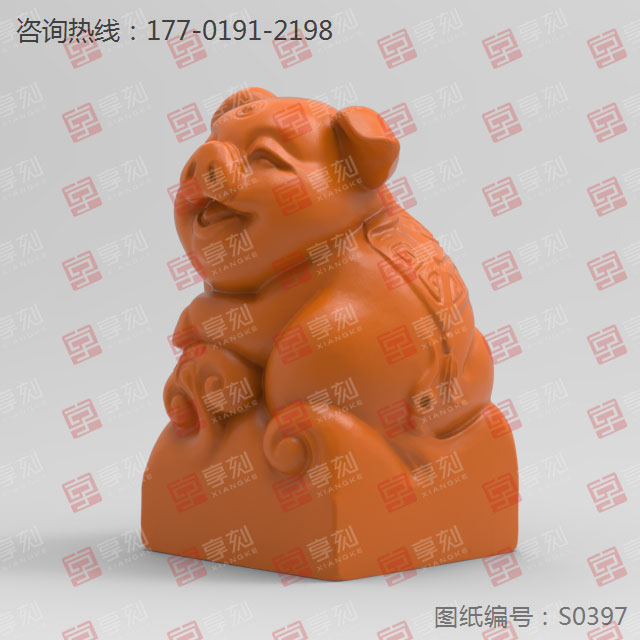 福豬印章擺件玉雕圖紙_玉石加工全套設(shè)備廠家