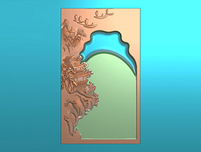 硯臺山水浮雕電腦模型圖雕刻圖_玉石加工全套設