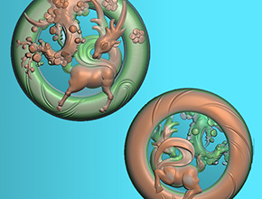 鏤空梅花鹿玉雕電腦模型圖紙_玉石雕刻工具廠家