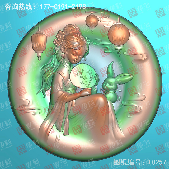 嫦娥玉兔玉雕牌電腦精雕圖_玉石雕刻工具廠家