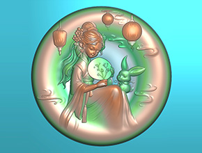 嫦娥玉兔玉雕牌電腦精雕圖_玉石雕刻工具廠家