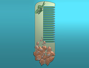 茶花蝴蝶梳子電腦精雕圖紙_玉石雕刻工具廠家