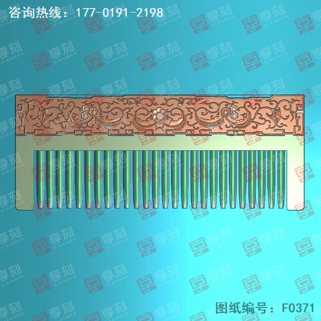仿古花紋梳子玉石電腦精雕圖紙_玉石雕刻工具廠家