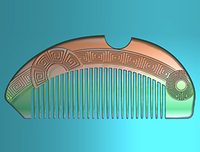 方卷云紋梳子玉雕雕刻圖紙_玉石雕刻工具廠家