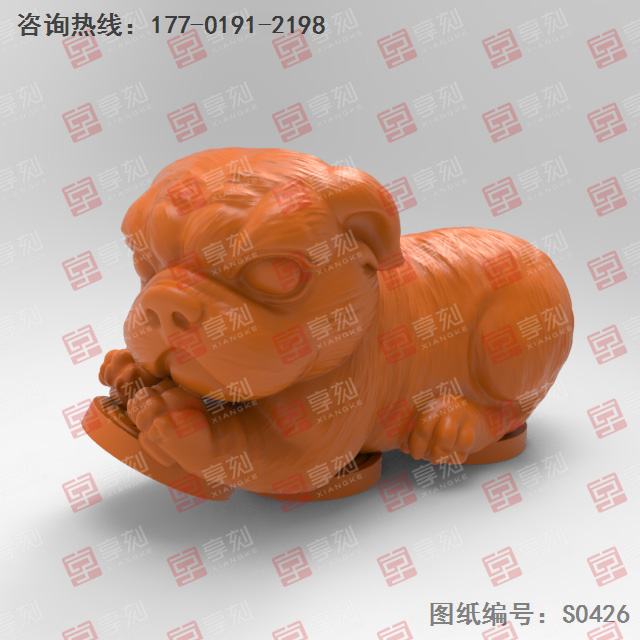 金錢狗茶寵手把件圓雕雕刻圖紙_玉石雕刻工具廠家