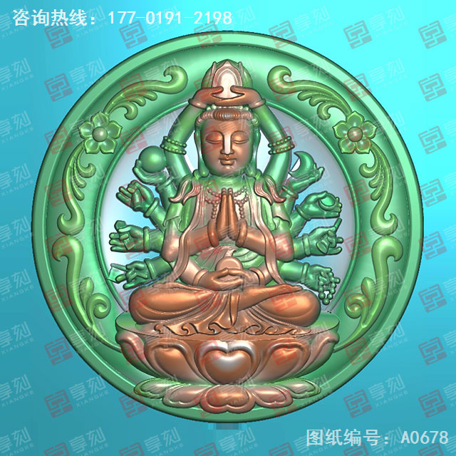 千手觀音八大守護(hù)神玉石圖紙玉雕圖_玉石雕刻工具廠家