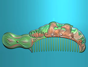 鴛鴦戲水梳子電腦精雕模型圖紙_玉石雕刻工具廠