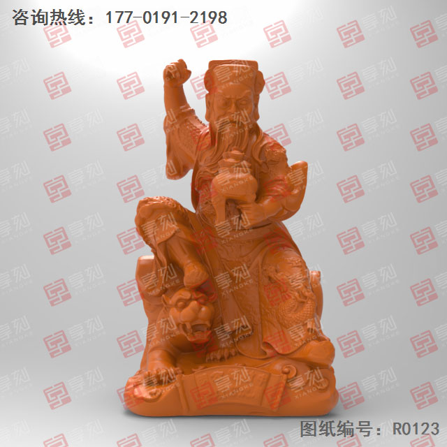 趙公明擺件人像3d雕刻模型圖_玉石雕刻機(jī)廠家