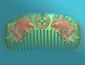 雙魚梳子電腦雕刻模型圖_玉石雕刻機(jī)廠家