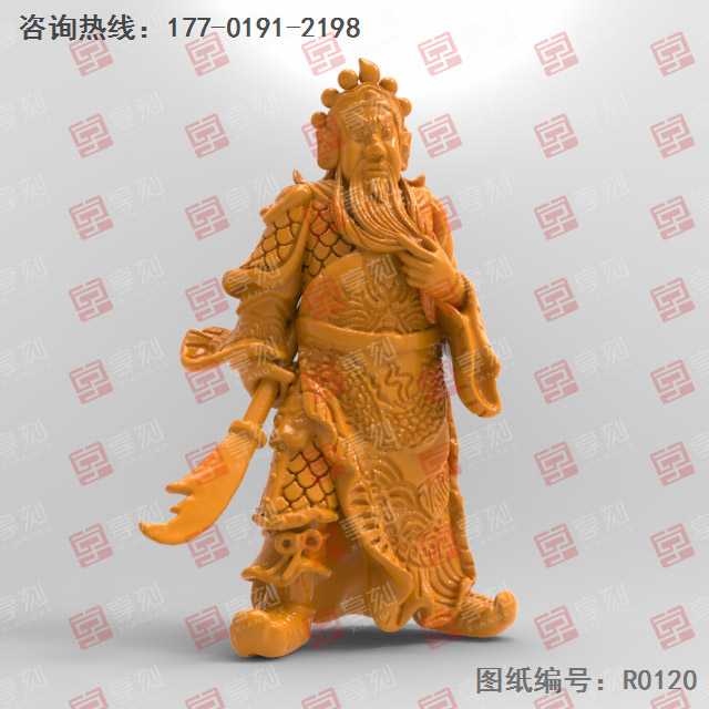 玉石關公門神立體精雕模型圖紙_玉石雕刻機廠家