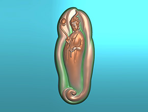 荷花觀音玉石吊墜電腦精雕圖_玉石雕刻機(jī)廠家