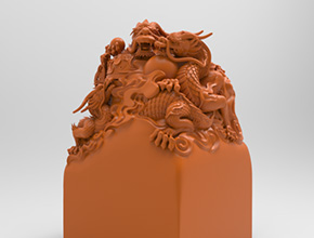 印章五龍立體玉石工藝品電腦精雕圖紙_玉石雕刻