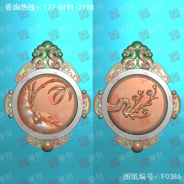 竹子梅花玉石電腦精雕圖_玉石雕刻機廠家