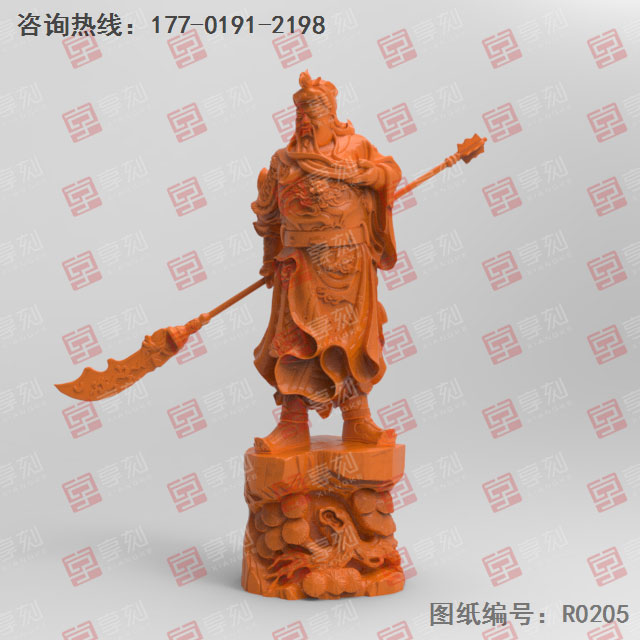 立體關公舞刀電腦精雕圖紙_五軸玉石雕刻機廠家