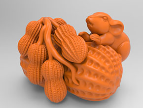 老鼠花生擺件電腦精雕圖紙_五軸玉石雕刻機(jī)廠家