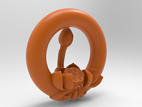 荷花鏤空吊墜電腦精雕圖紙_五軸玉石雕刻機廠家