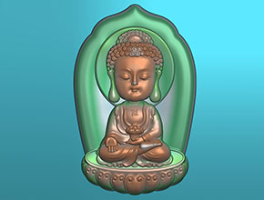 Q版八大守護神阿彌陀佛玉雕圖紙_五軸雕刻機廠家