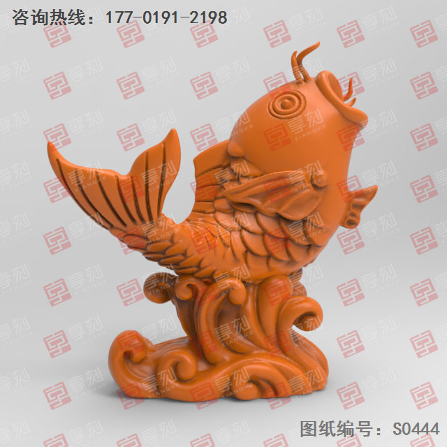 魚躍龍門模型精雕玉雕圖紙_五軸雕刻機廠家