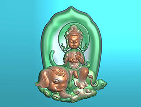 Q版八大神文殊菩薩玉雕圖紙_五軸雕刻機廠家