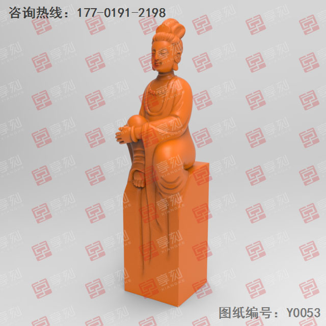 觀音印章電腦3d模型立體精雕圖_五軸雕刻機廠家