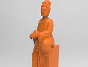 觀音印章電腦3d模型立體精雕圖_五軸雕刻機(jī)廠家