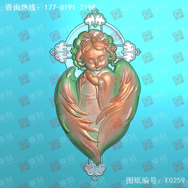 天使吊墜玉石精雕圖紙_五軸雕刻機廠家