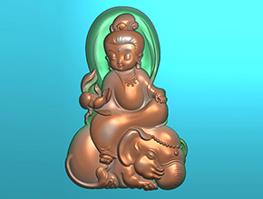 Q版普賢吊墜玉石電腦精雕圖紙_五軸雕刻機(jī)廠家