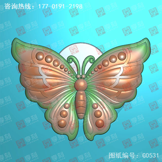 蝴蝶吊墜玉石水晶電腦精雕圖紙_五軸雕刻機廠家