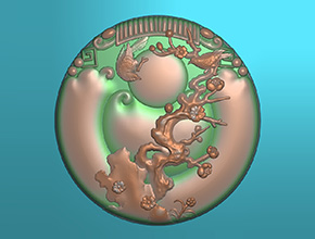 花鳥喜鵲玉石吊墜精雕圖紙_五軸雕刻機(jī)廠家