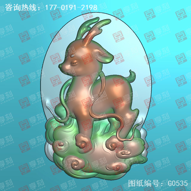 仙鹿吊墜吊墜精雕圖紙_五軸雕刻機廠家