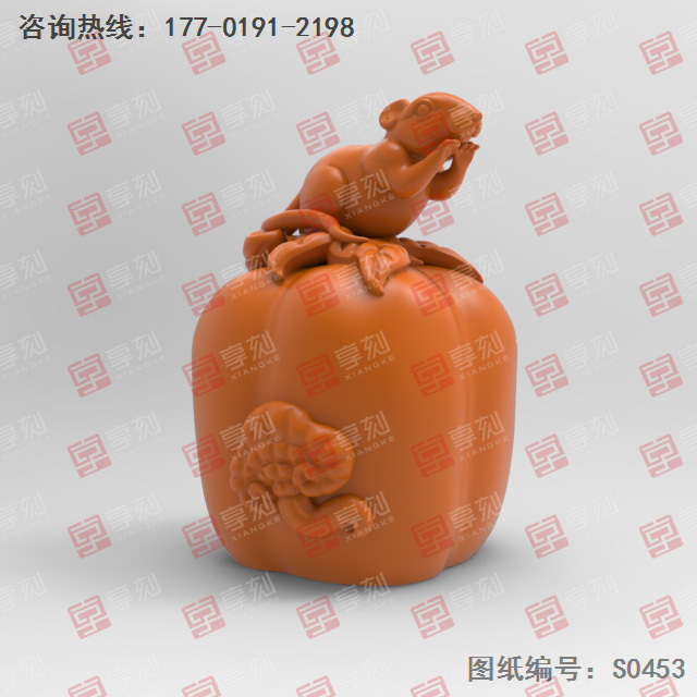 老鼠南瓜擺件精雕圖紙_五軸雕刻機廠家