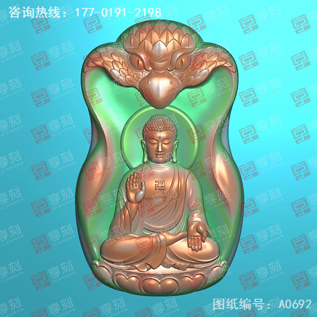 大蛇佛牌玉石精雕電腦圖紙_五軸雕刻機廠家