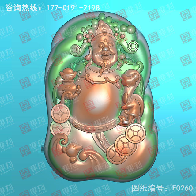 財(cái)神牌子玉石精雕電腦圖紙_五軸雕刻機(jī)廠家