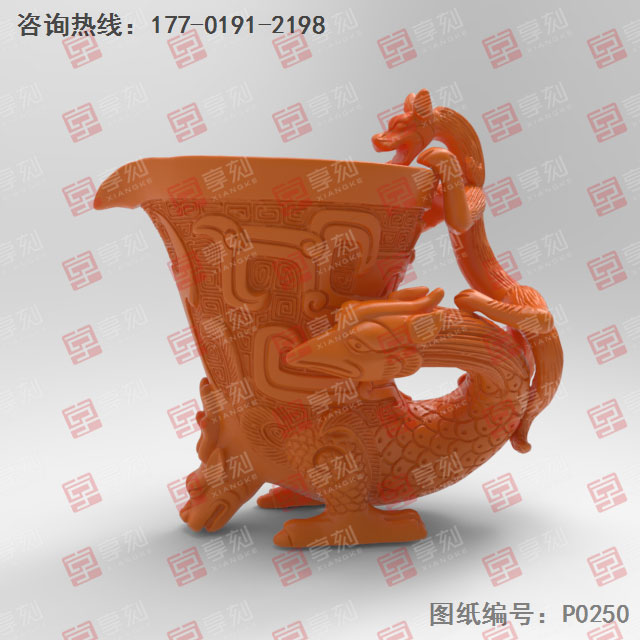 神獸酒樽玉石銅精雕電腦圖紙_五軸雕刻機(jī)廠家