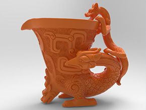 神獸酒樽玉石銅精雕電腦圖紙_五軸雕刻機(jī)廠家