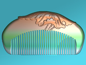 荷花梳子模型精雕圖_五軸雕刻機廠家