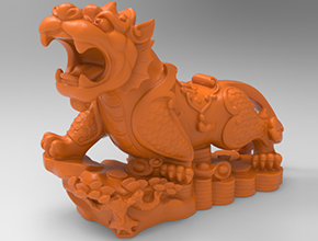 招財貔貅擺件3D模型精雕圖_五軸雕刻機(jī)廠家