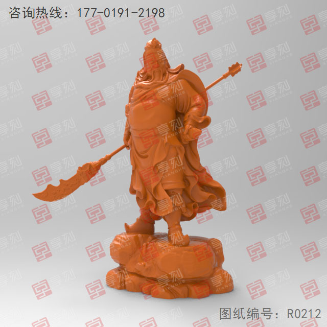 立體關(guān)羽擺件精雕機(jī)模型圖_五軸雕刻機(jī)廠家
